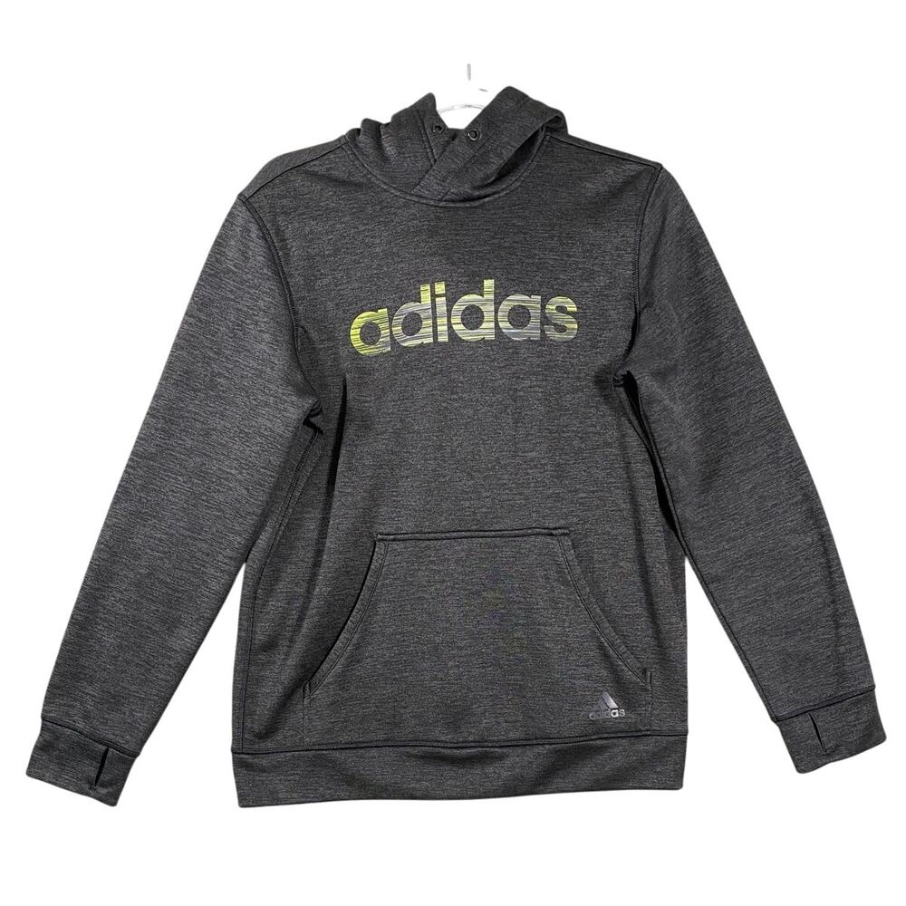 Women’s Medium Hoodie Adidas Climawarm Pullover Logo Activewear Sweatshirt Gray